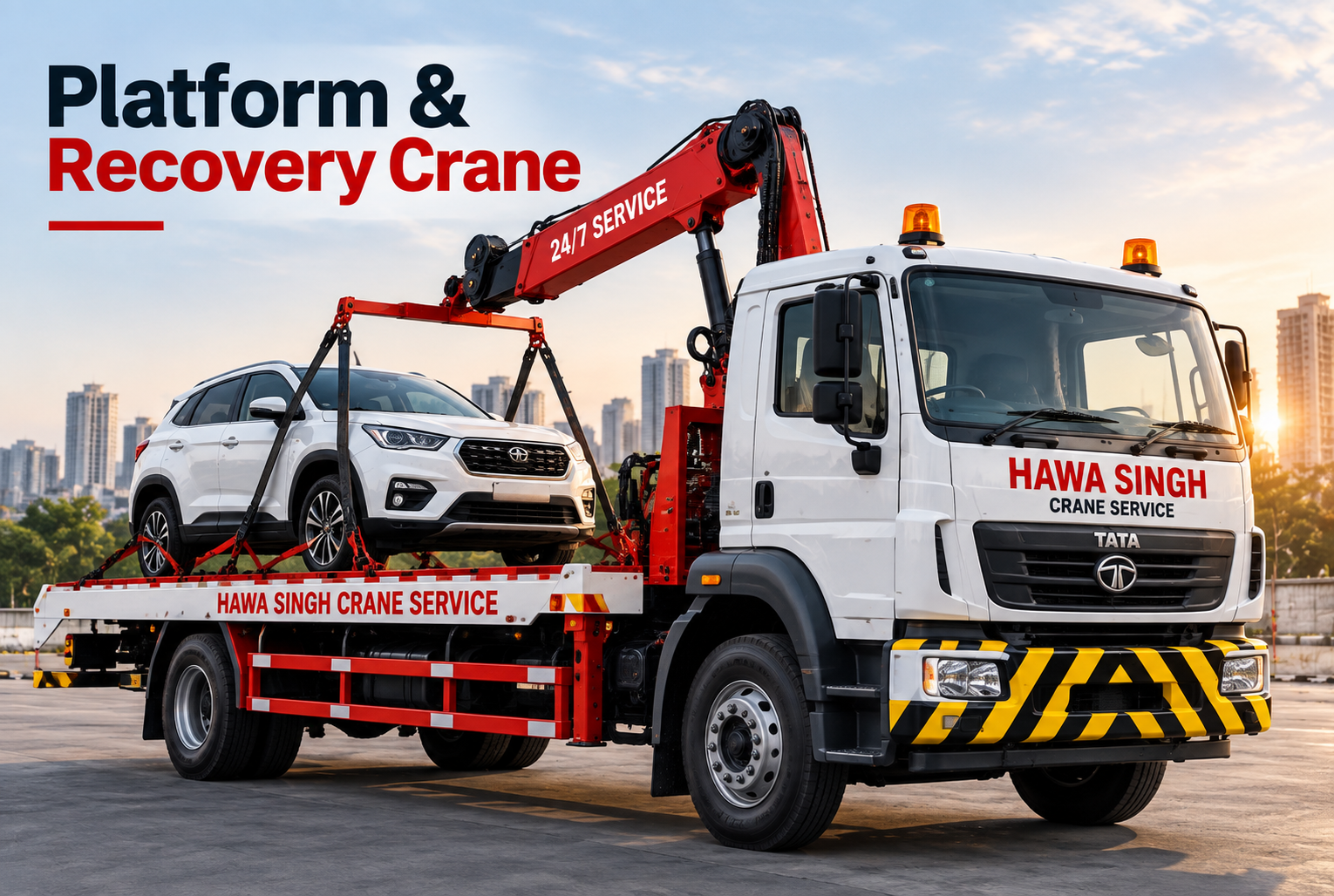 Mobile crane at a construction site